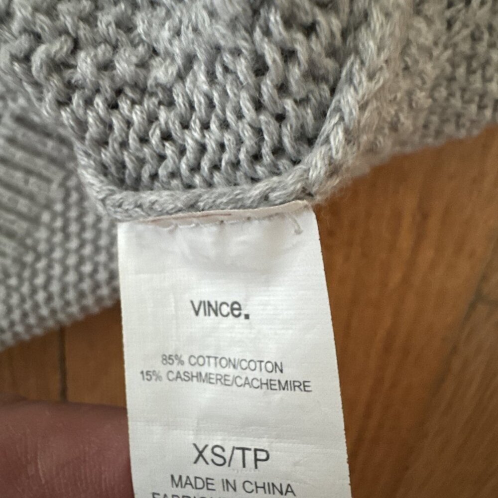 Vince Women's Cashmere/Cotton Sweater Gray Oversized Crew Neck Drop Sleeve SZ XS - Picture 4 of 6